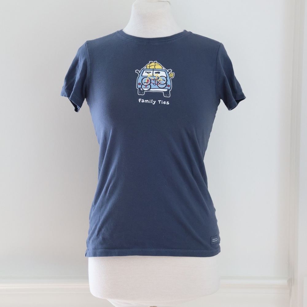 Life Is Good Women’s Tshirt Family Ties Blue Size XS